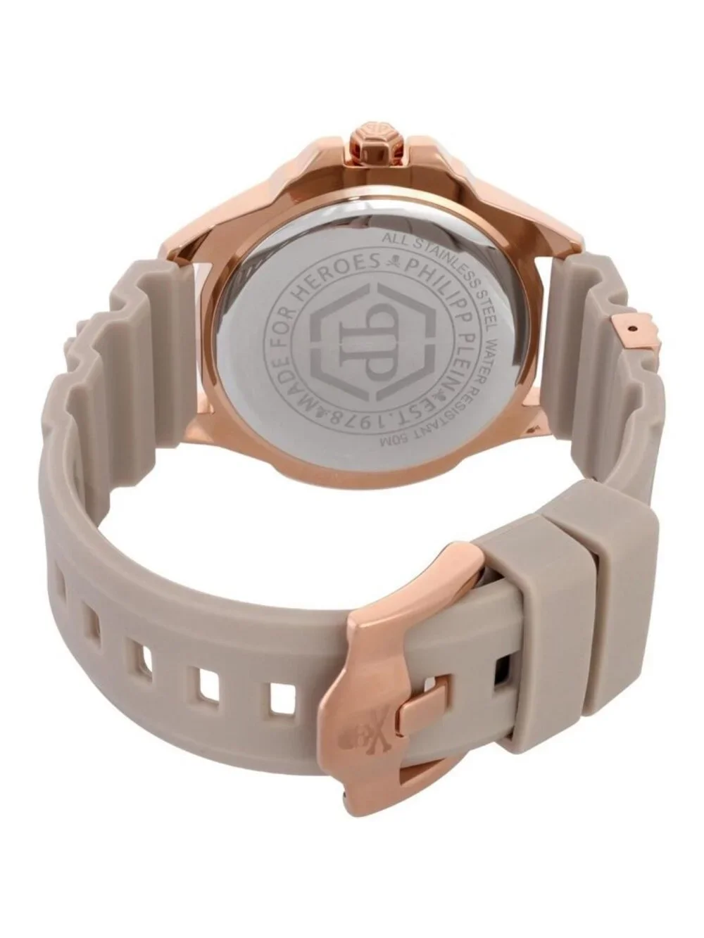 NWT Philipp Plein The Skull Quartz Crystal Beige Dial Watch - Picture 3 of 6